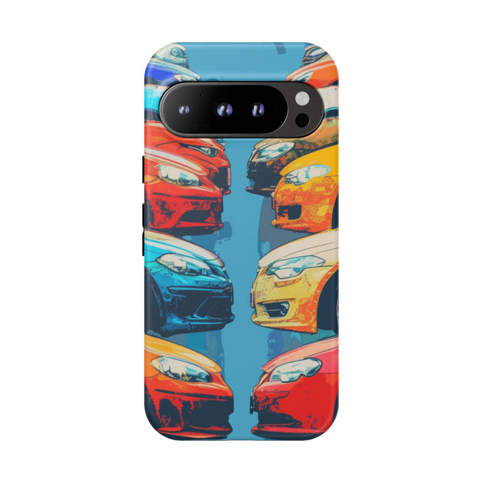 Kleurrijke Moderne Auto's in Lijntekening