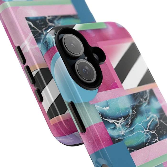 Abstract Geometrisch Patroon in Roze en Blauw