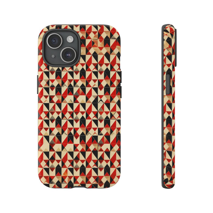 Geometrisch Abstract Patroon in Rood en Zwart