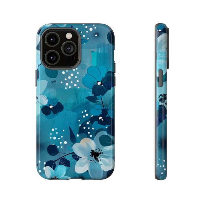 Turquoise Bloemenpatroon met Stippen