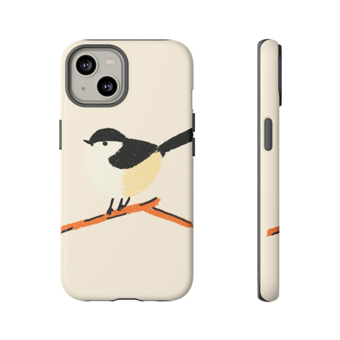Minimalistische Vogelillustratie op Tak