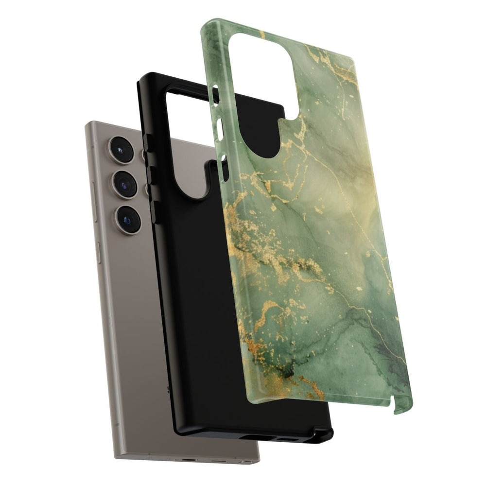 Groene en Gouden Marmer Abstract