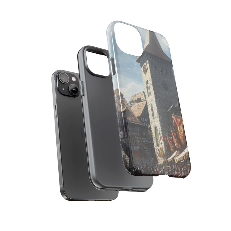 Middeleeuws Europees Dorpsstraat Tafereel