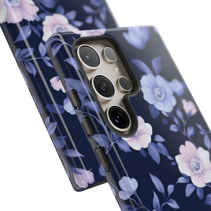 Elegant Blauw-Roze Bloemenpatroon