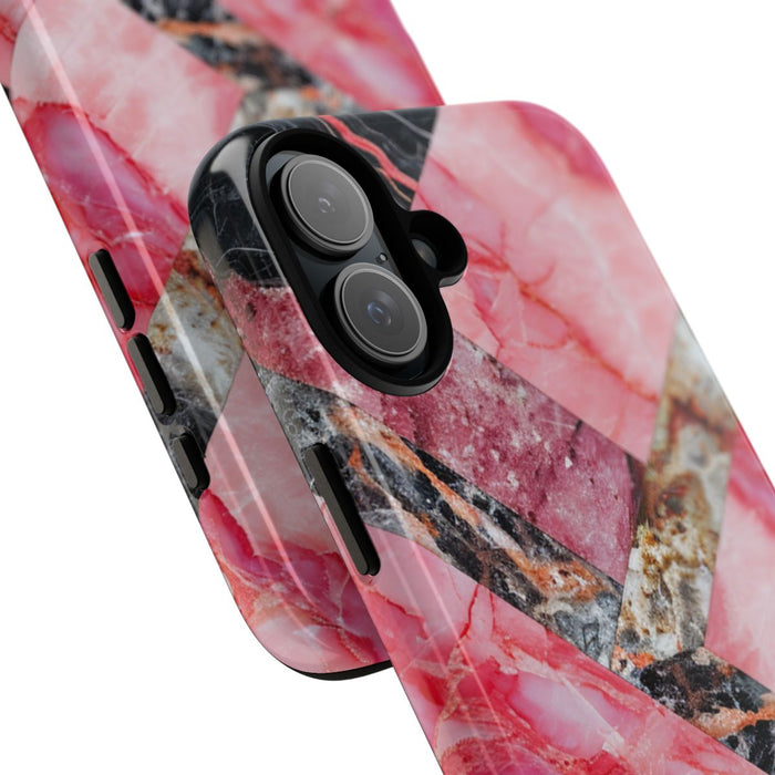 Roze en Zwart Geometrisch Marmerpatroon