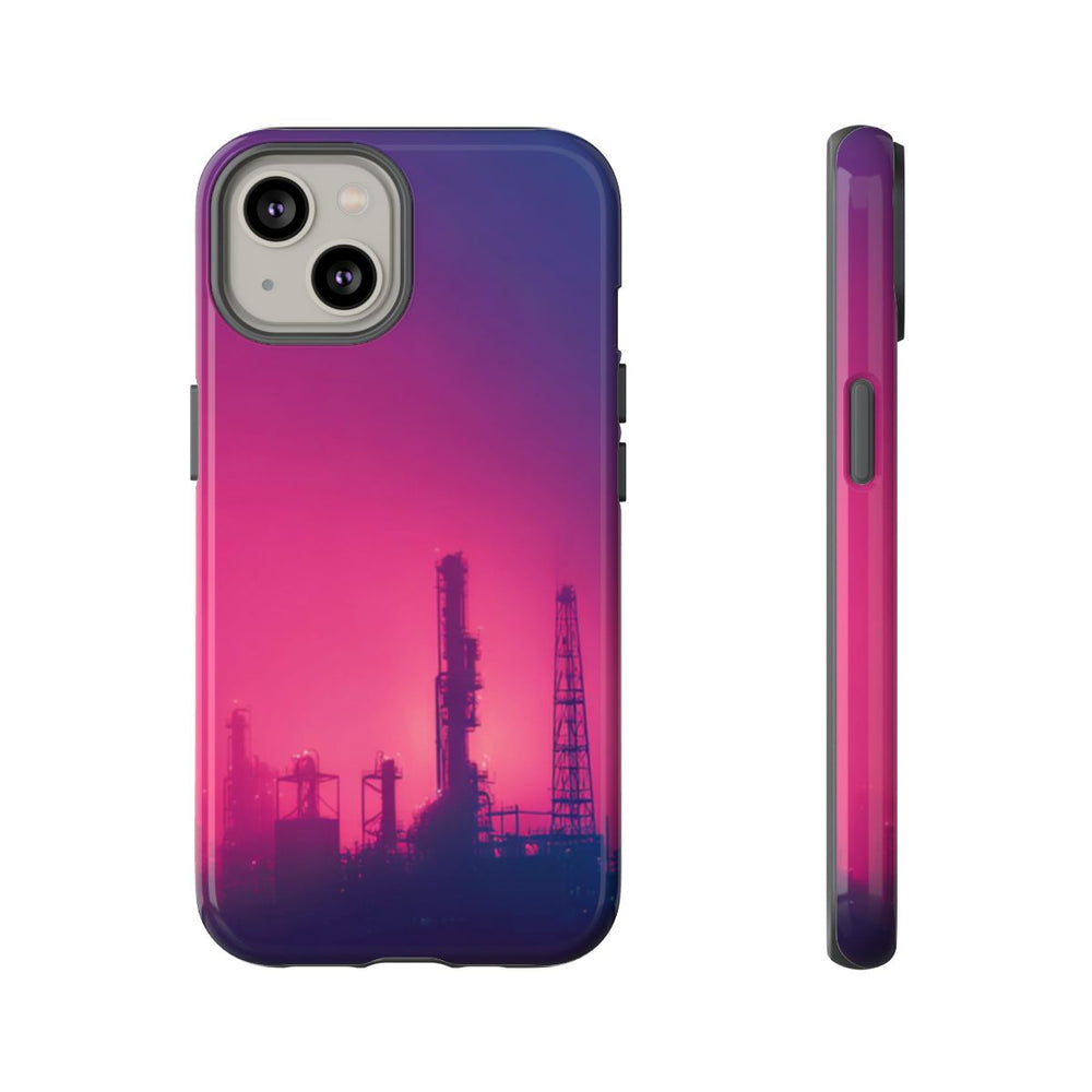 Industrieel Silhouet met Neon Gloed