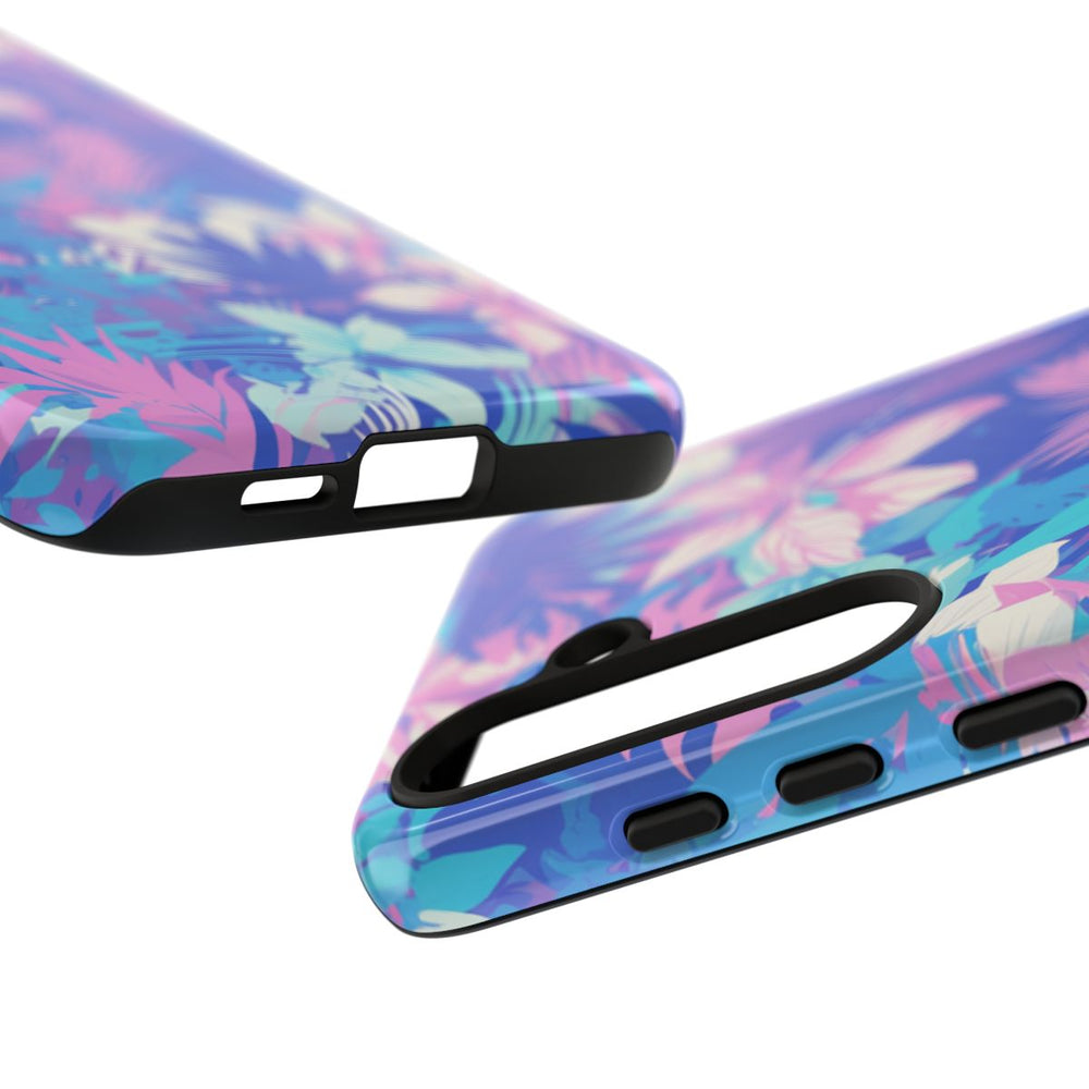 Tropisch Bloemenpatroon in Paars en Cyaan