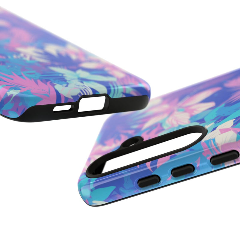 Tropisch Bloemenpatroon in Paars en Cyaan