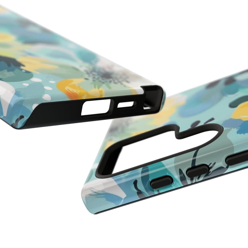 Turquoise Bloemenpatroon met Stippen