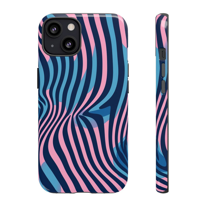 Golvend Blauw-Roze Optische Illusiepatroon