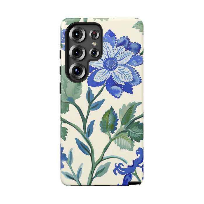 Blauw Waterverf Bloemenpatroon