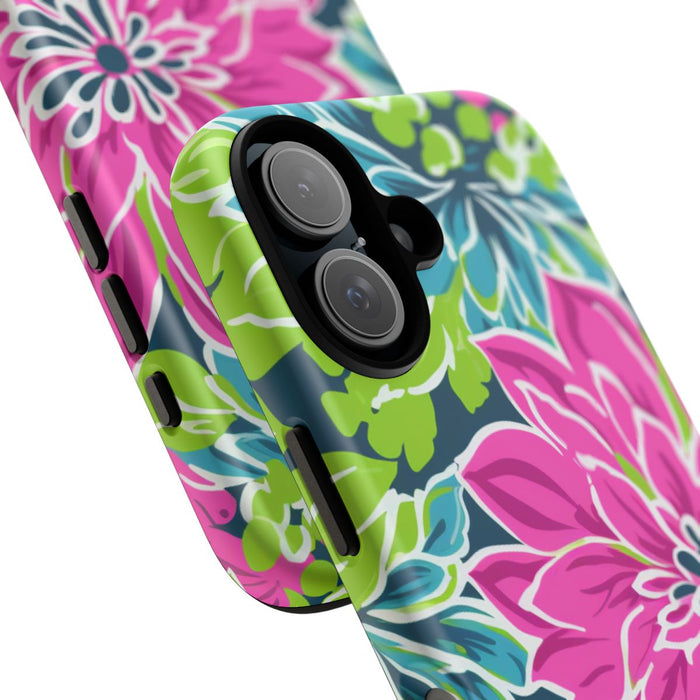 Vrolijk Bloemenpatroon met Roze en Blauwe Bloemen