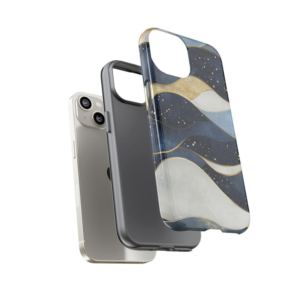 Abstract Blauw-Goud Golvenpatroon