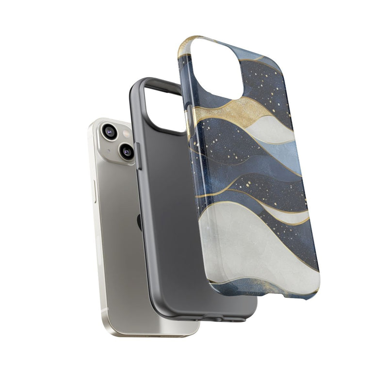 Abstract Blauw-Goud Golvenpatroon