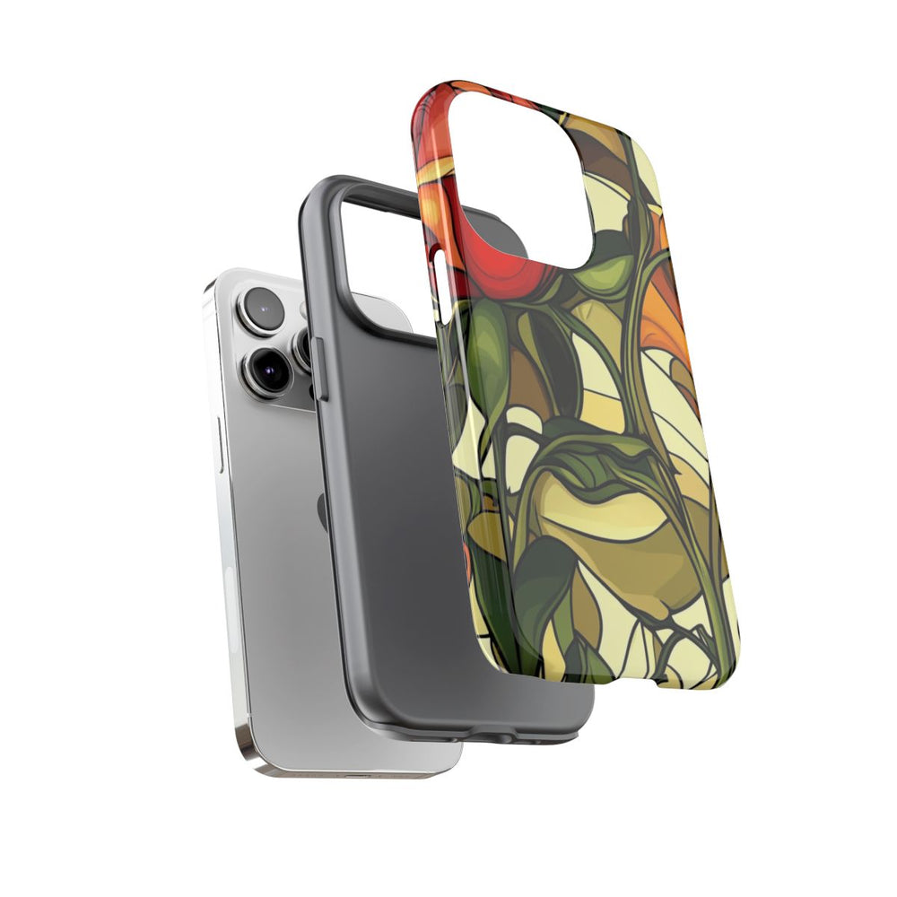 Rood-Oranje Art Nouveau Bloemmotief