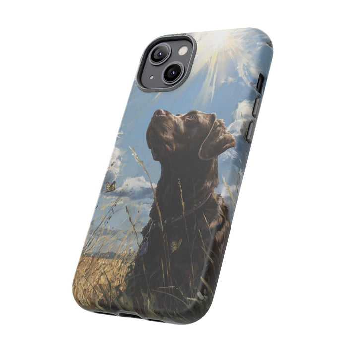 Chocoladekleurige Labrador met Vlinders in Veld