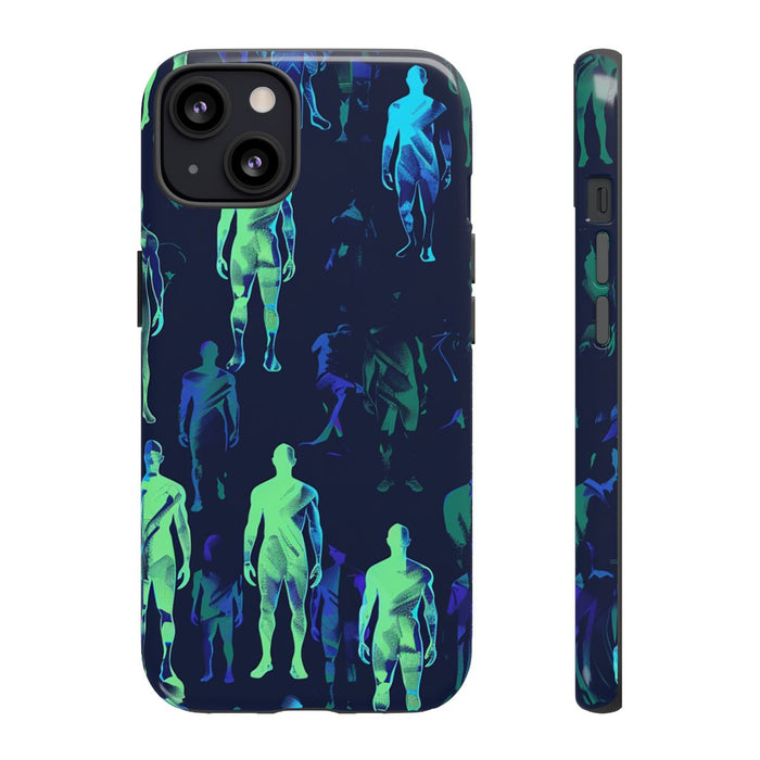 Blauw-Groene Neon Figurenpatroon