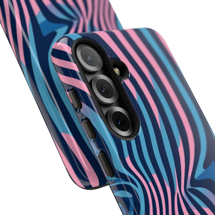 Golvend Blauw-Roze Optische Illusiepatroon
