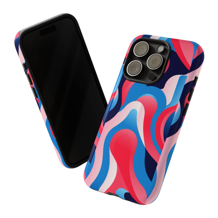 Blauw-Rood Abstract Golvend Patroon