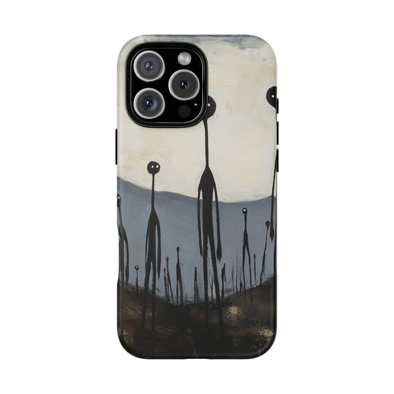 Spookachtig Zwarte Stokfiguren Landschap