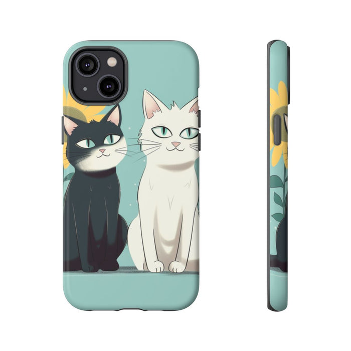 Twee Cartoonkatten met Zonnebloem