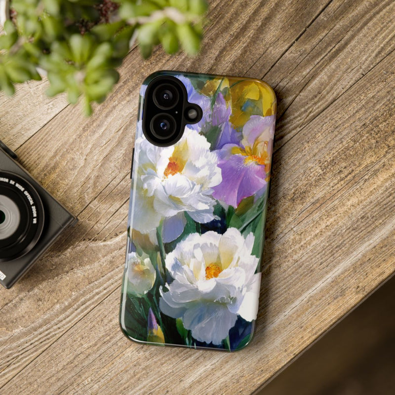 Grote Witte Pioenen en Lila Irissen