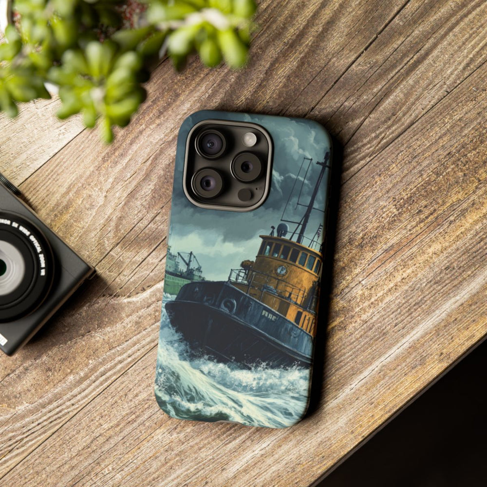 Sleepboot Sleept Vrachtschip op Woeste Zee
