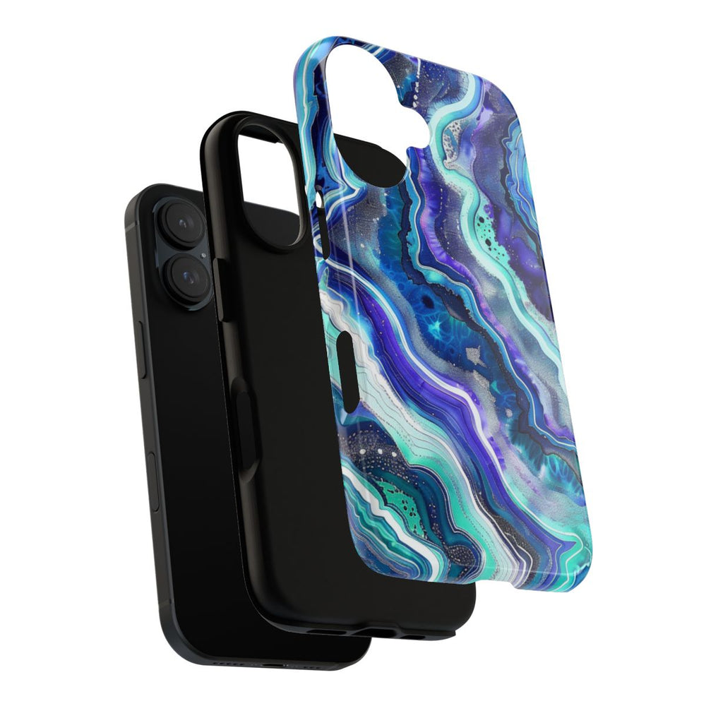 Blauw en Turquoise Geode Wervelpatroon