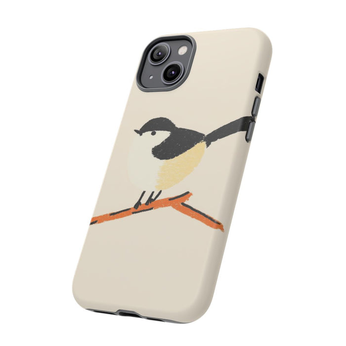 Minimalistische Vogelillustratie op Tak