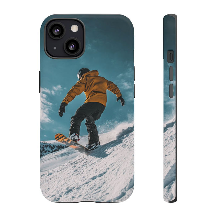 Snowboarder in Gele Jas op Besneeuwde Hellings