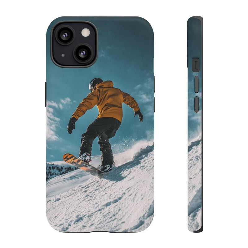 Snowboarder in Gele Jas op Besneeuwde Hellings