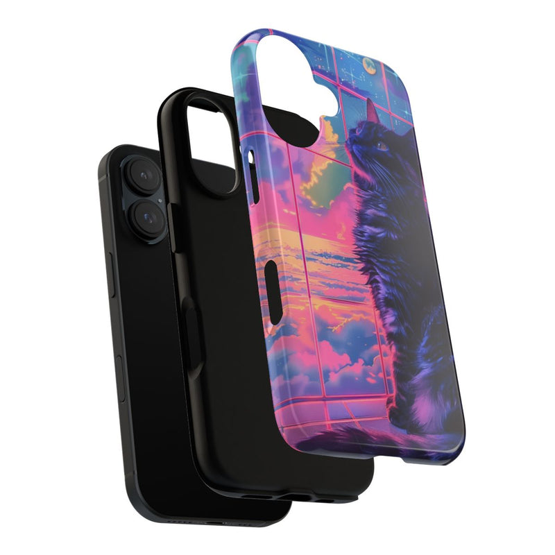 Lofi Vaporwave Kat met Neonlucht