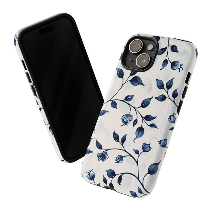 Blauw Bloemenrankenpatroon