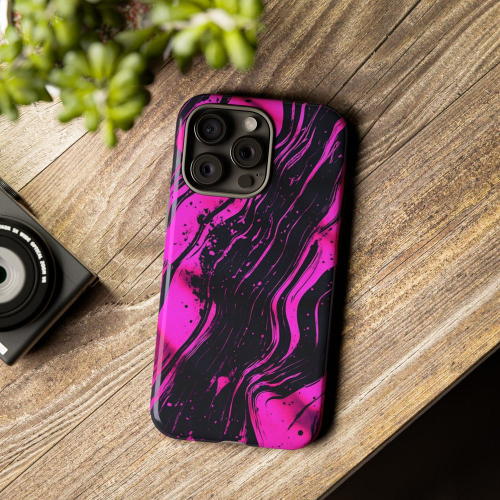 Neonroze en Zwart Abstract Patroon