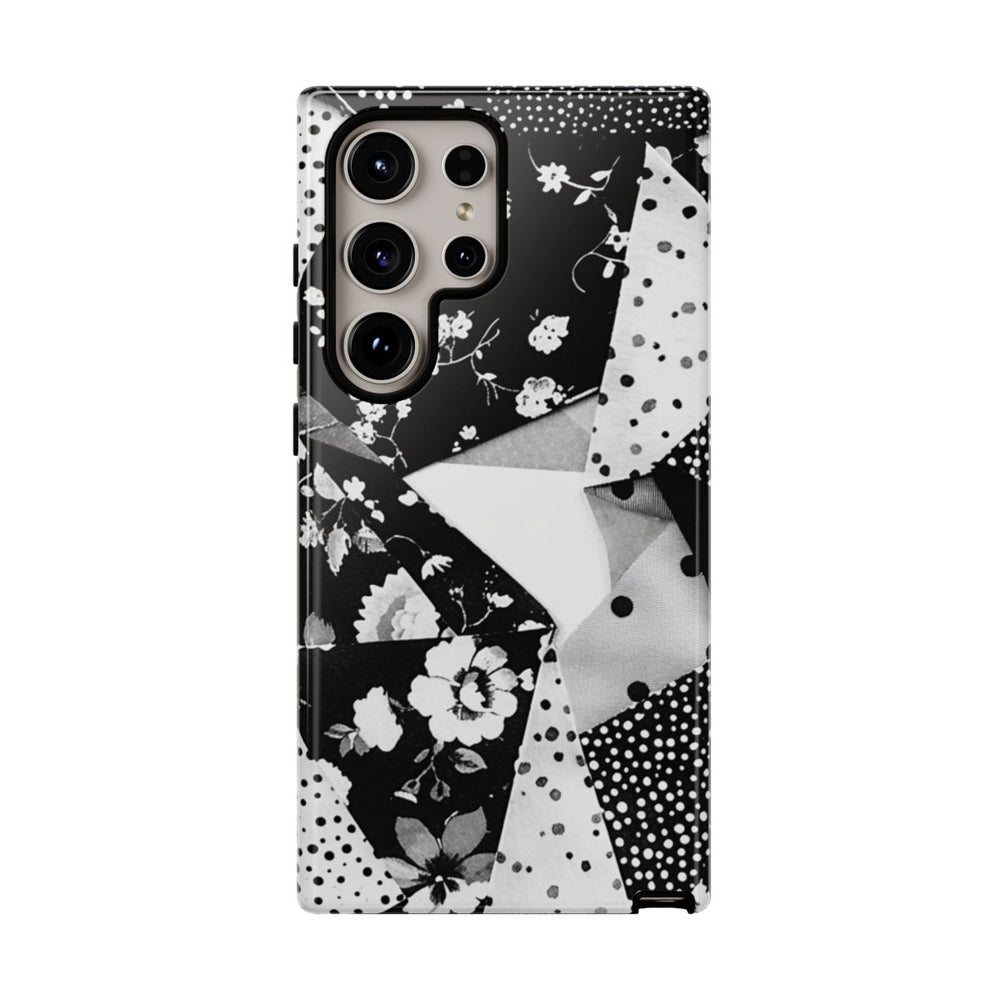 Monochrome Bloemen- en Polkadot Patchwork