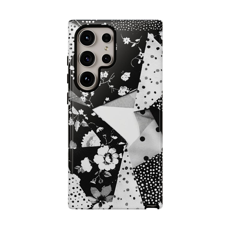 Monochrome Bloemen- en Polkadot Patchwork