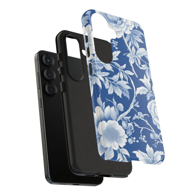 Blauw-Wit Bloemenpatroon