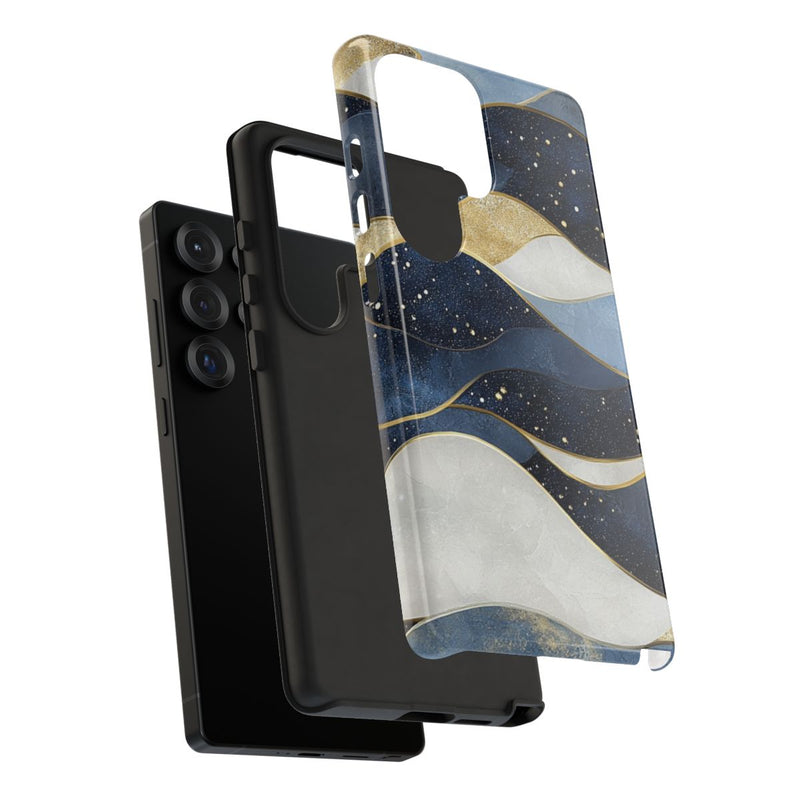 Abstract Blauw-Goud Golvenpatroon