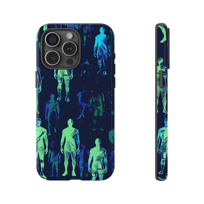 Blauw-Groene Neon Figurenpatroon