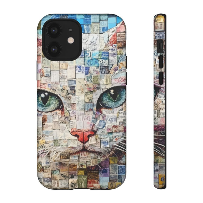 Kattengezicht Collage met Blauwe Achtergrond