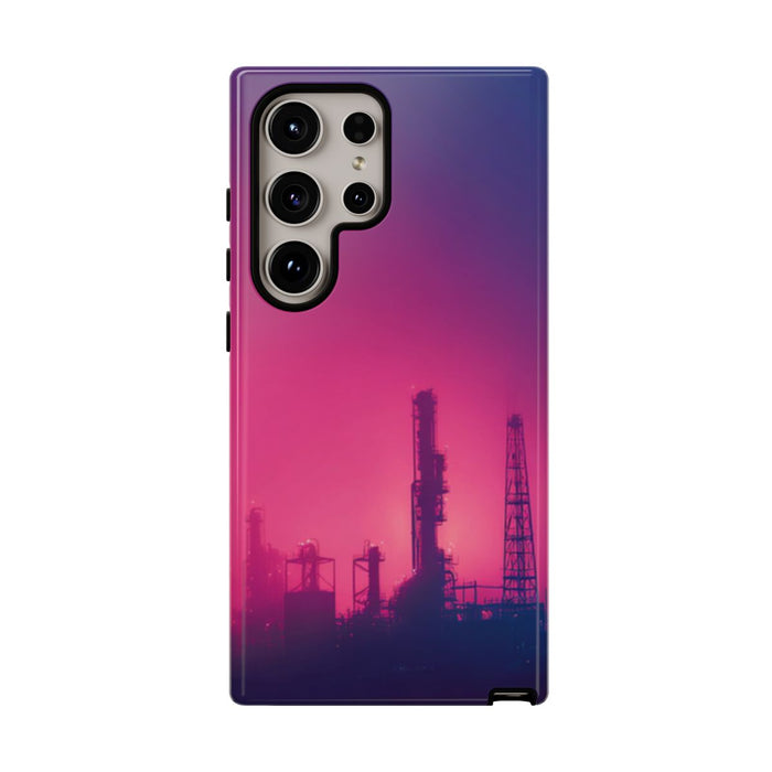 Industrieel Silhouet met Neon Gloed