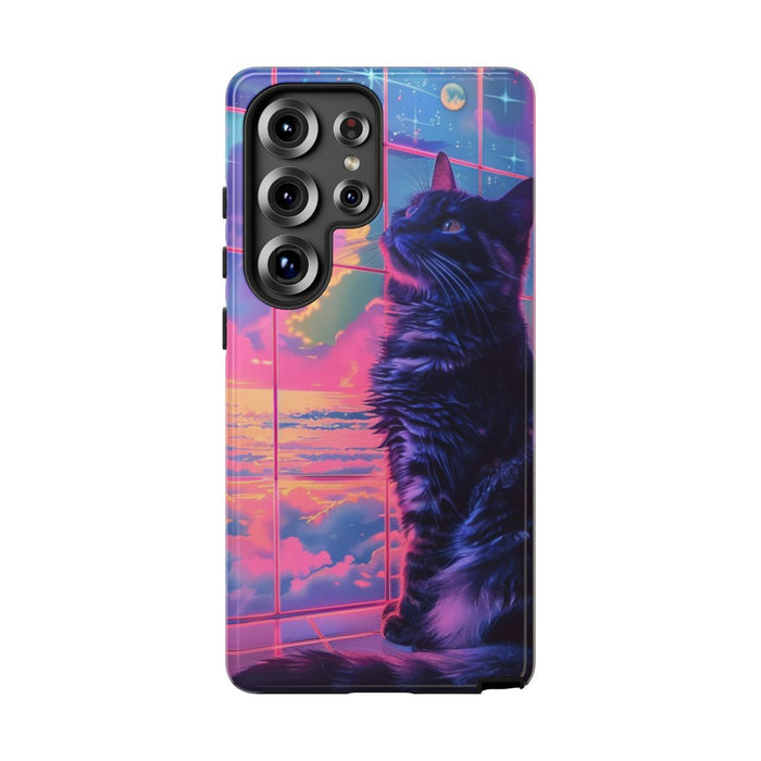 Lofi Vaporwave Kat met Neonlucht
