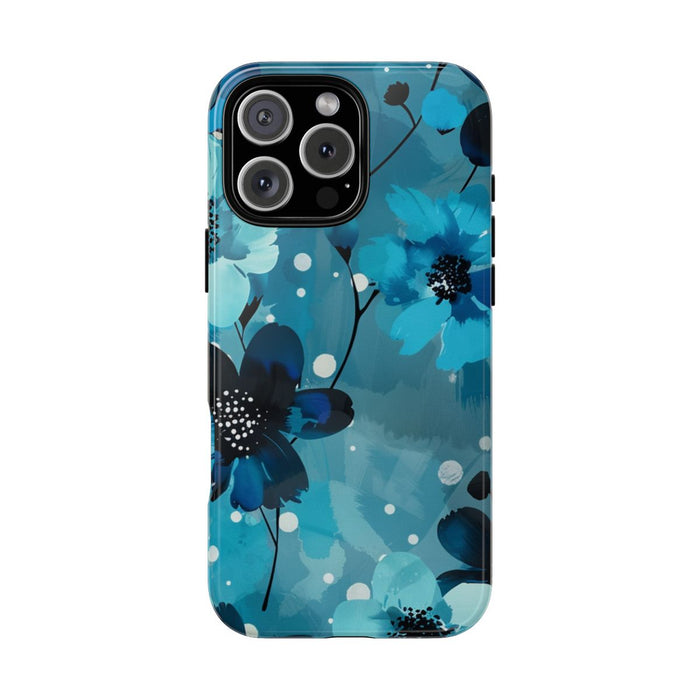 Blauw Bloemenpatroon met Stippen