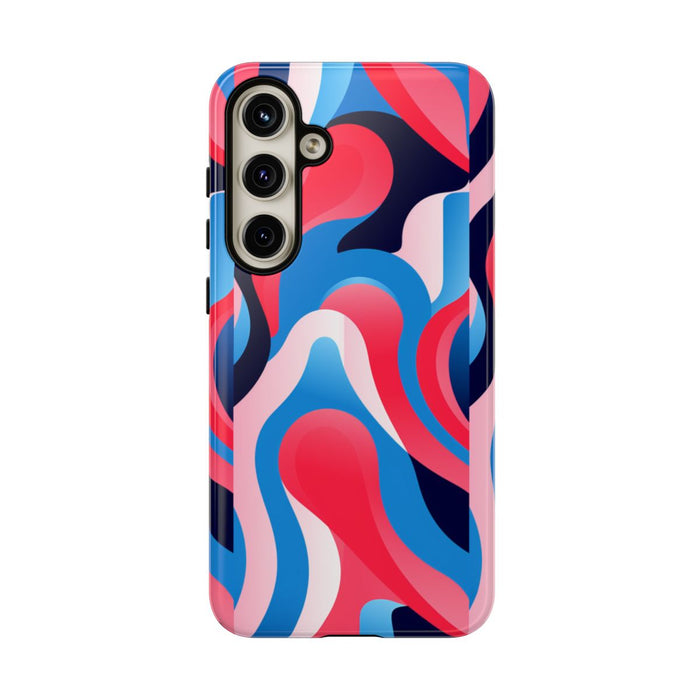 Blauw-Rood Abstract Golvend Patroon