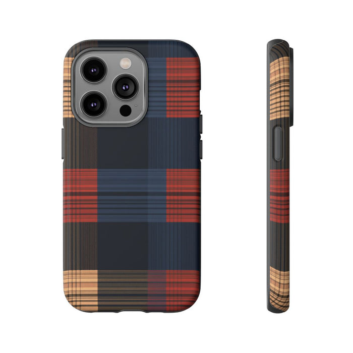 Caramel en Donkerblauw Geruit Patroon