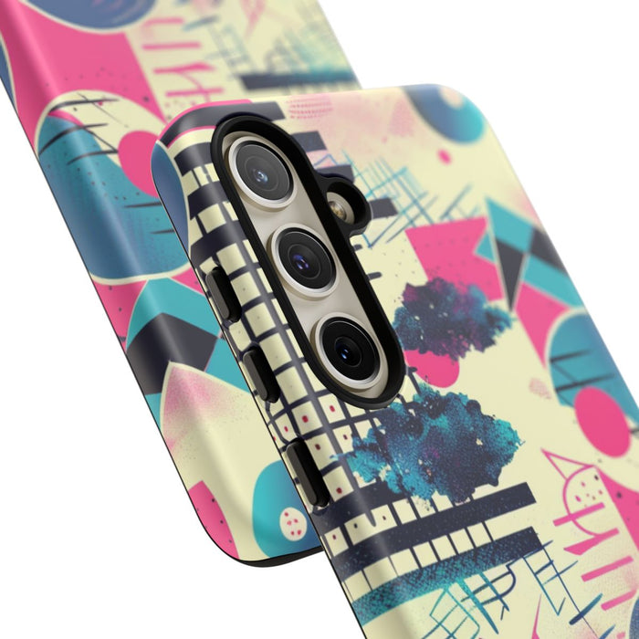 Abstract Geometrisch Patroon in Roze en Blauw