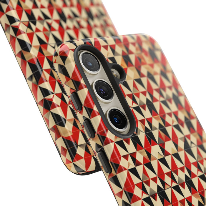 Geometrisch Abstract Patroon in Rood en Zwart