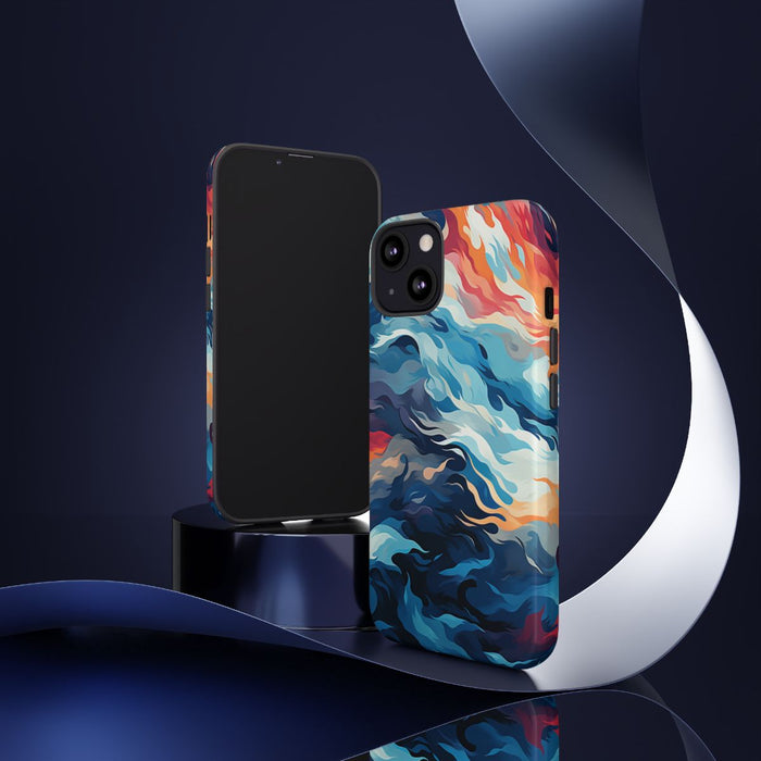Abstracte Oceaangolven met Vurige Kleuren