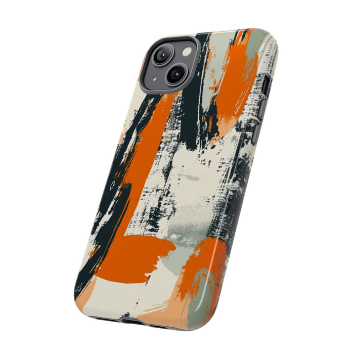 Abstract Oranje-Zwart Penseelstrepenpatroon