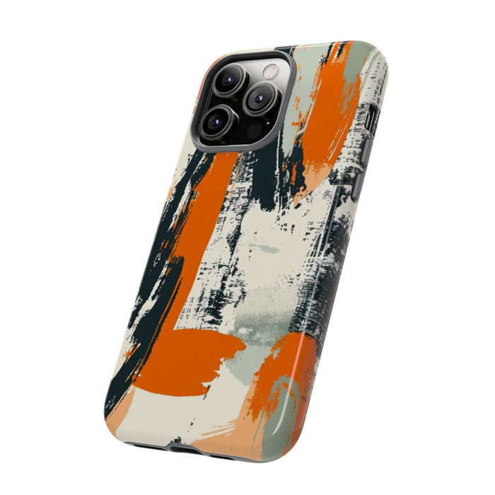 Abstract Oranje-Zwart Penseelstrepenpatroon